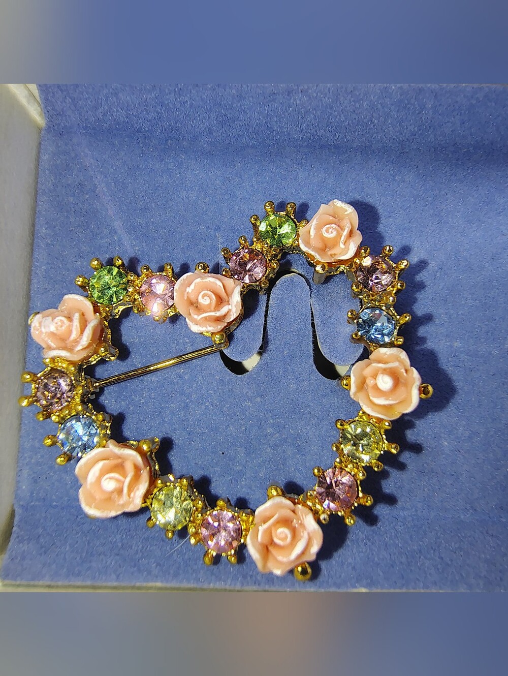 1990's Avon Rose Accented Heart Pin